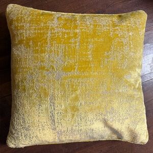 Yellow Luxury Down Filled Crushed Velvet Throw Pillow
